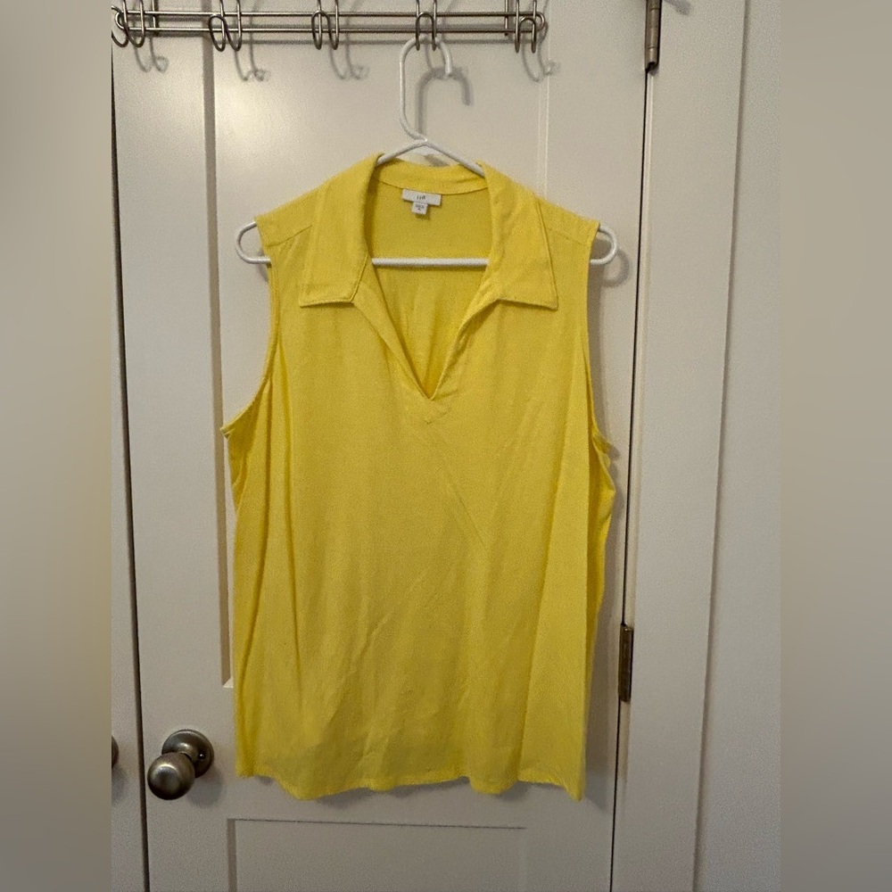 JJILL Yellow Collared V-neck Sleeveless Women's Top Size XL Lightweight & Cool